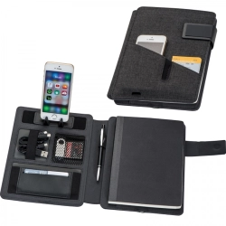 A5 folder with lined notebook and 4000 mAh power bank