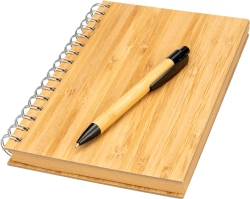 A5 lined notebook made of recycled paper with pen
