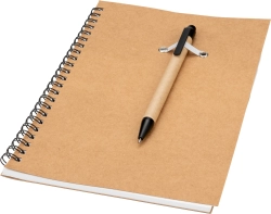 A5 lined notebook with pen made of recycled cardboard