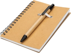 A6 lined notebook made of recycled paper with pen