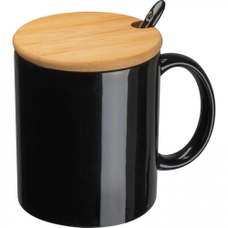 Ceramic mug with spoon 300 ml