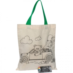 Cotton colouring bag with crayons