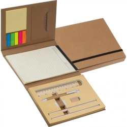 Folder with lined notebook and writing accessories