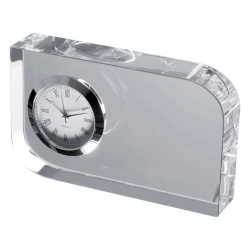 Glass block with clock