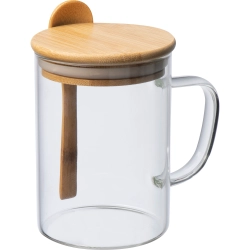 Glass mug with spoon 420ml