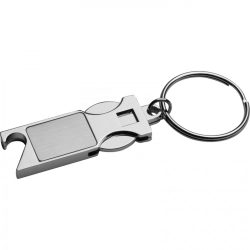 Metal bottle opener keyring with token