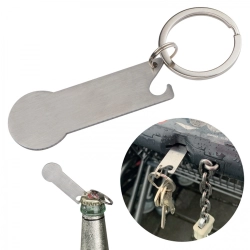 Metal bottle opener keyring with token