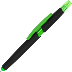 Plastic pen with highlighter touch pen