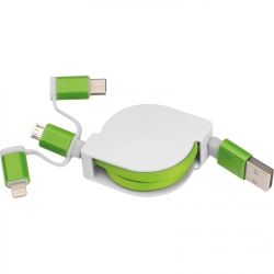 Retractable charging cable with 3 plugs