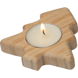 Wooden candle holder in the shape of a Christmas tree