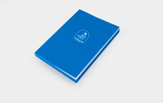 Blue A5 weekly diary in a soft cover with printed logo