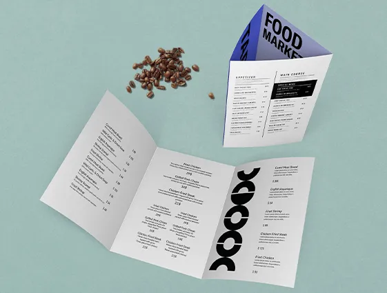 Folded menu online printing 2