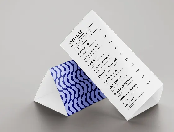 Triangle Table Menu - with paper lock online printing 2