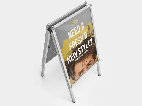 Double-sided aluminium profile A-board - with overprint