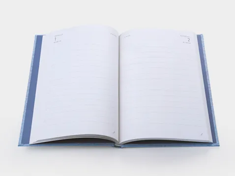 Open A5 daily diary with one day per page