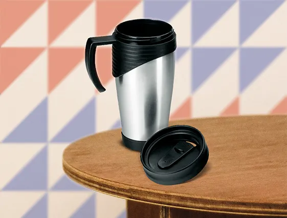 Steel-plastic thermal mug with handle 400 ml online printing 1