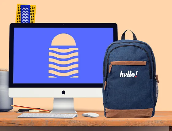 Backpack 15" navy blue-brown online printing 1