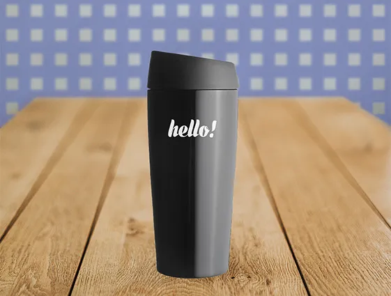 Steel thermal mug with button 400 ml online printing 2