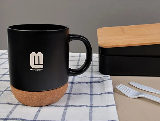 Ceramic mug with cork base 350 ml online printing 2