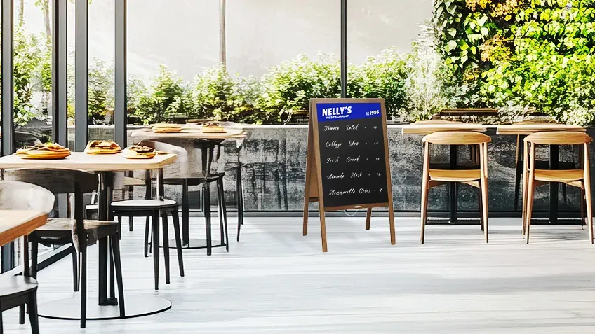 Wood A-board with chalkboard - with overprint online printing 2