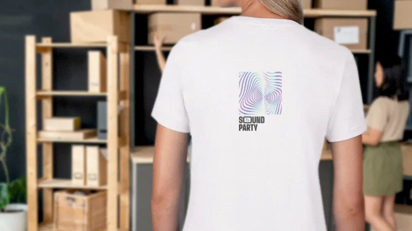 White women's Classic T-shirt with colourful print on the back