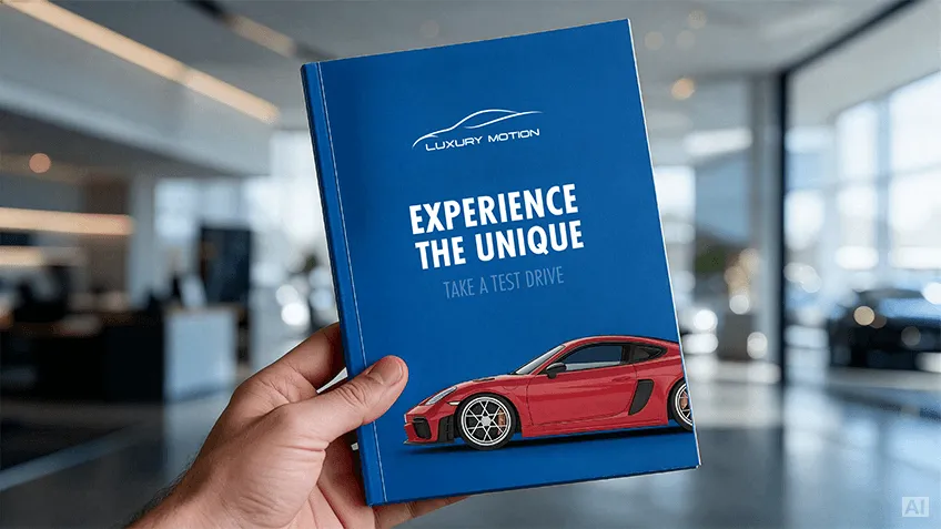 Blue A5 daily diary in a soft cover with promotional print on the front