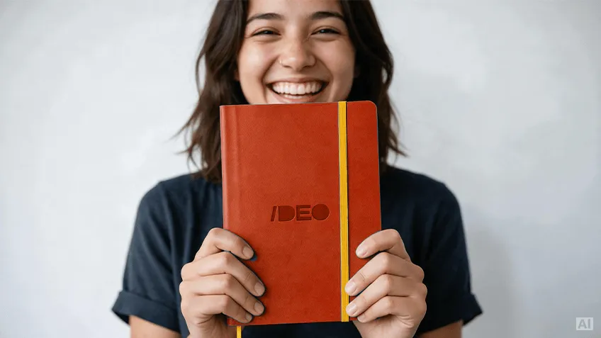 Red A5 weekly diary in a soft cover with logo and yellow elastic band