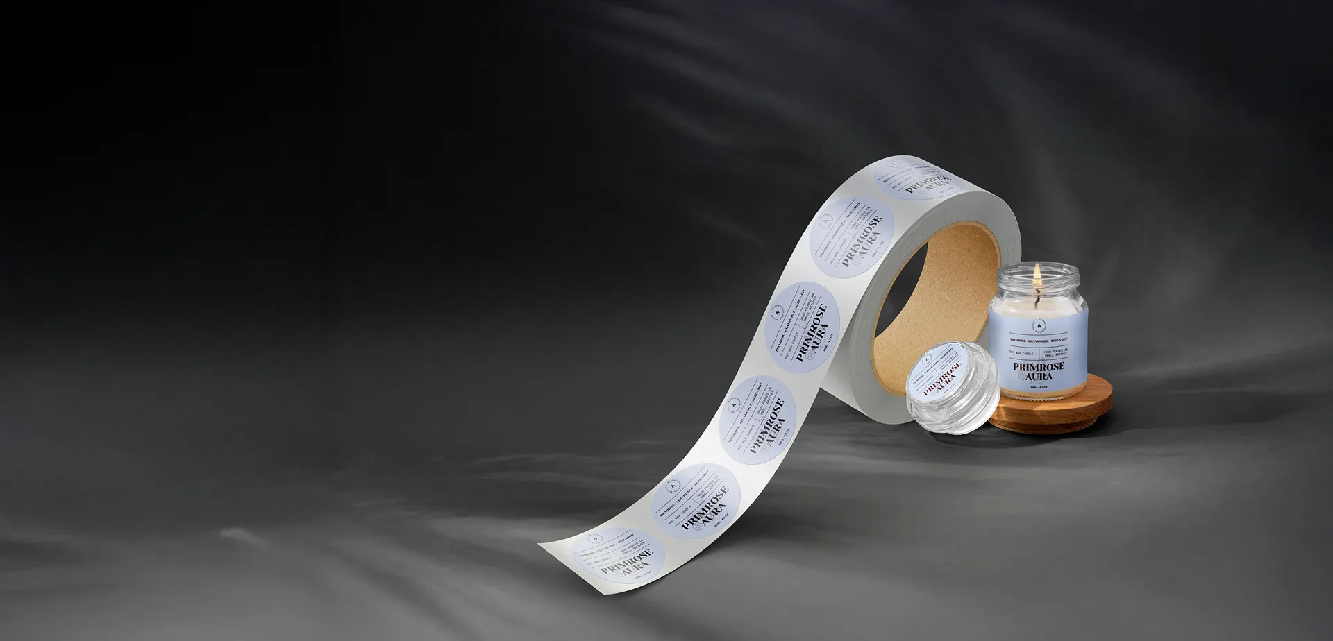 Adhesive labels on the roll
