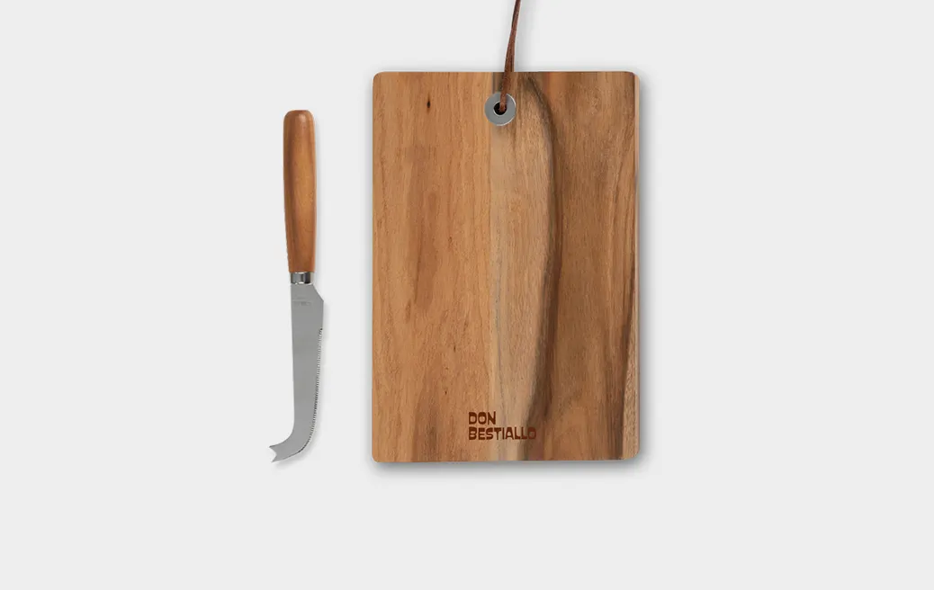 Cheese board with knife
