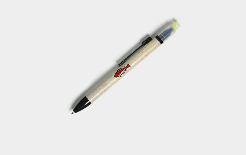 Eco-friendly ballpoint pen with highlighter