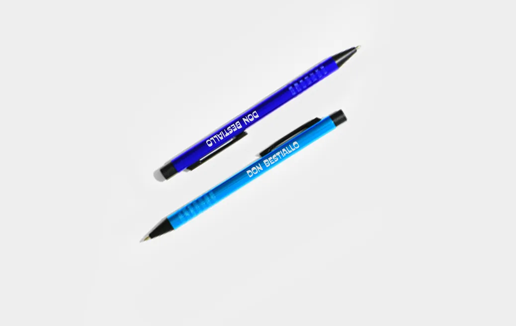 Metal ballpoint pen with black clip