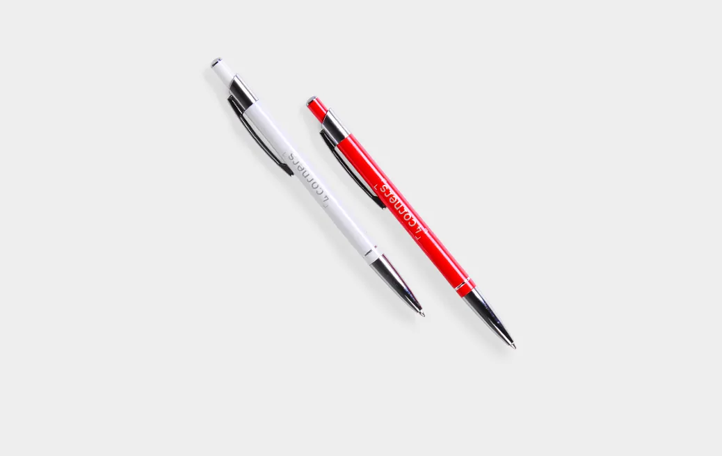 Metal ballpoint pen with silver decoration
