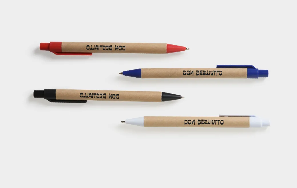 Cardboard ballpoint pen with coloured clip