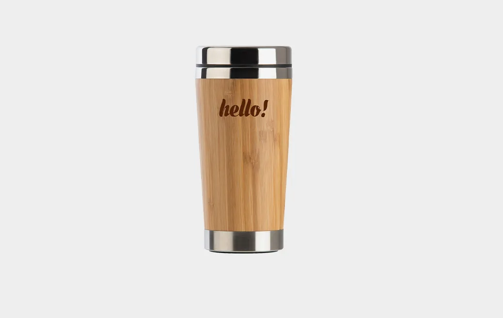 Bamboo and steel thermal mug 400 ml