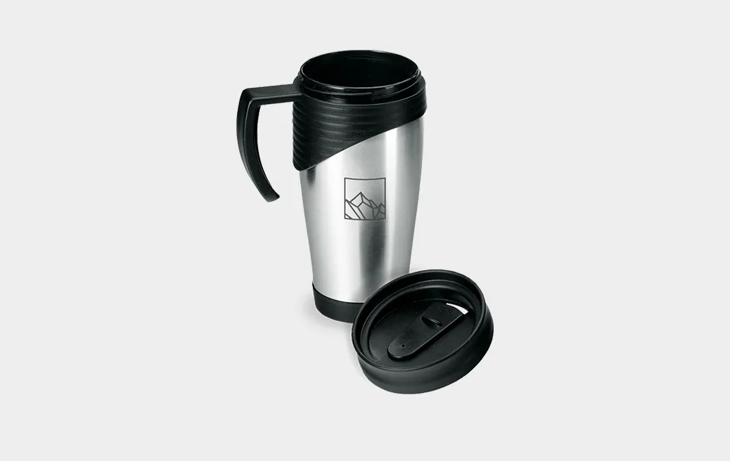 Steel-plastic thermal mug with handle 400 ml