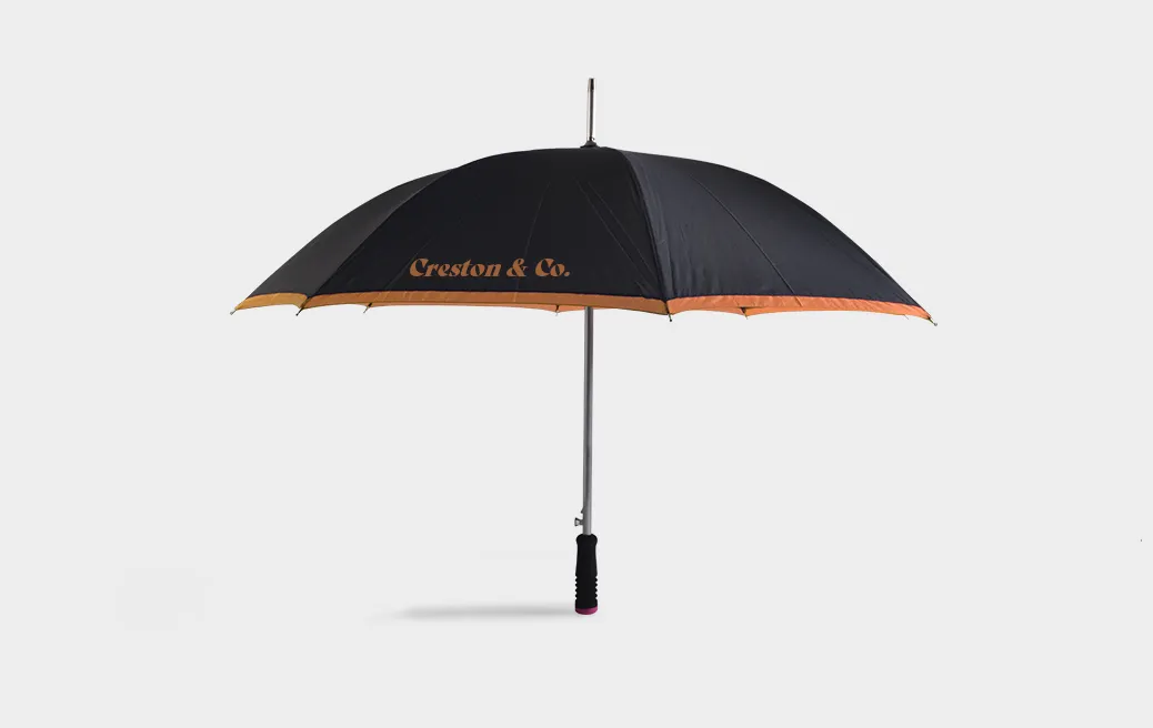 Black automatic umbrella with colourful piping