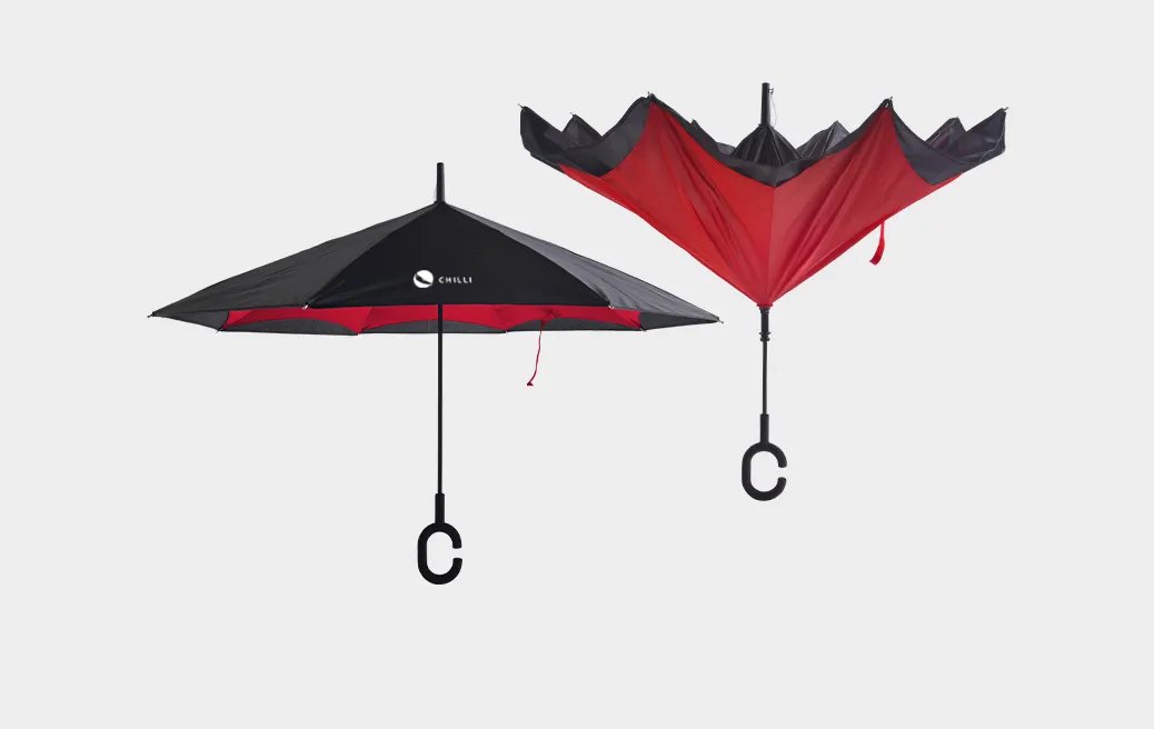 Reversible folding umbrella