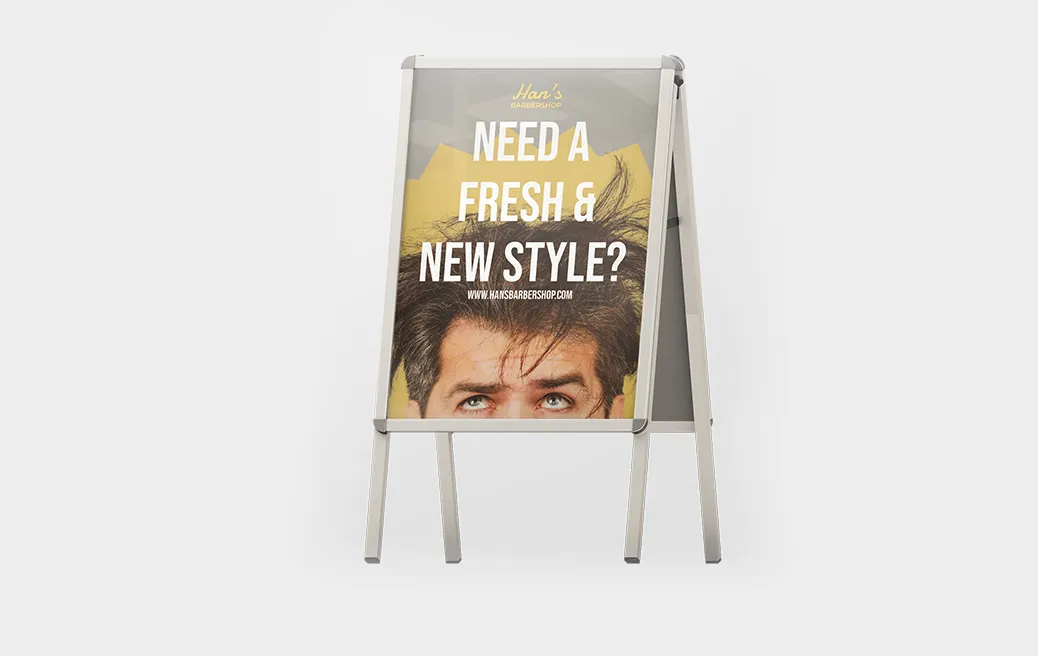Double-sided aluminium profile A-board - with overprint