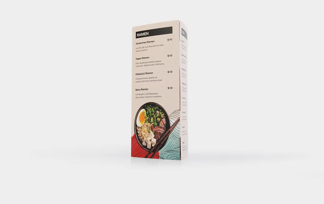 Triangle Table Menu - with paper lock