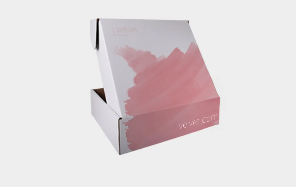 Printed white shipping boxes