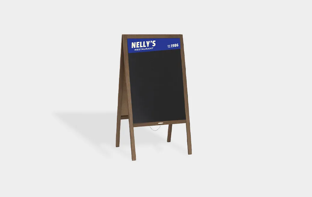Wood A-board with chalkboard - with overprint